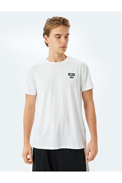 Koton Bisiklet Yaka Kısa Kollu Slogan Baskılı Spor Tişört