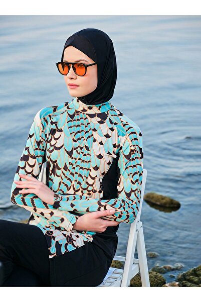 ALFASA Διχτυωτό μαγιό Hijab και μαύρες ραφές κοιλάδας