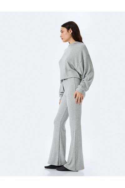 Koton Pyjamahose aus Viskose-Mischgewebe mit gebundener Taille und ausgestelltem Bein