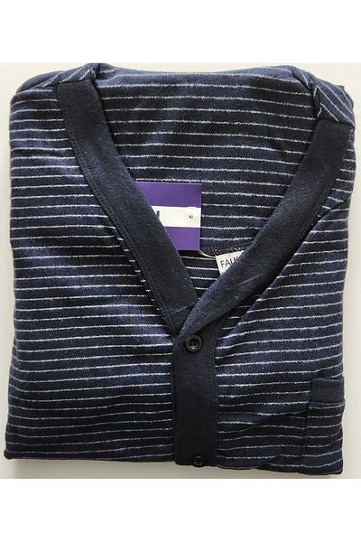 FALKOM Long Sleeve Front Button Interlock Men's Pajamas Set 5000