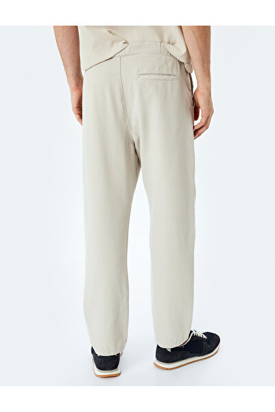 Koton Cotton Chino Trousers with Lace-Up Waist Pocket Detail