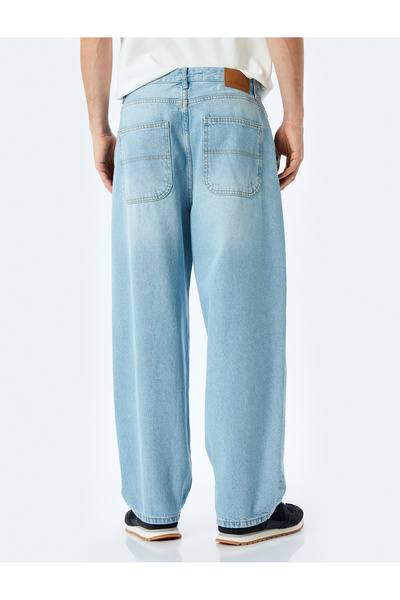 Koton Normal Bel Pamuklu Chino Cep Detaylı Loose Fit Jean Pantolon
