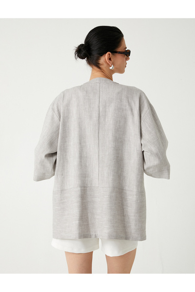 Koton Krátké kapsy s širokým rukávem ze směsi lnu