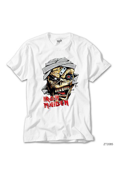 CrowsGate Iron Maiden Skull Cartoon White T-Shirt