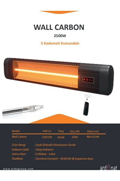 Ardonat 2500 Watt Uzaktan Kumandalı Carbon Elektirikli Isıtıcı