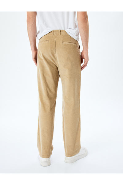 Koton Normal Bel Chino Cep Detaylı Straight Fit Fitilli Kadife Pantolon