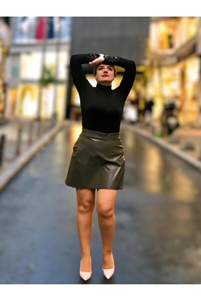 wisteriA Deri mini şortlu etek