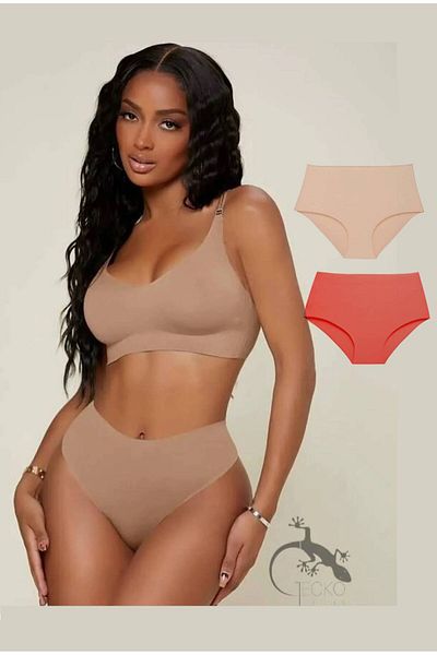 GECKO COLLECTION Γυναικείο εσώρουχο Gecko High Waist Laser Cut No Trace 2 τεμ