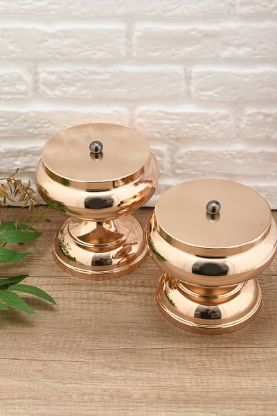 AKSESUAR EVRENİ Umero's Gold Set of 2 Sugar Bowl, Turkish Delight Bowl, Snack Bowl, Coffee Side Presentation Bowl, Decorative Footed Bowl