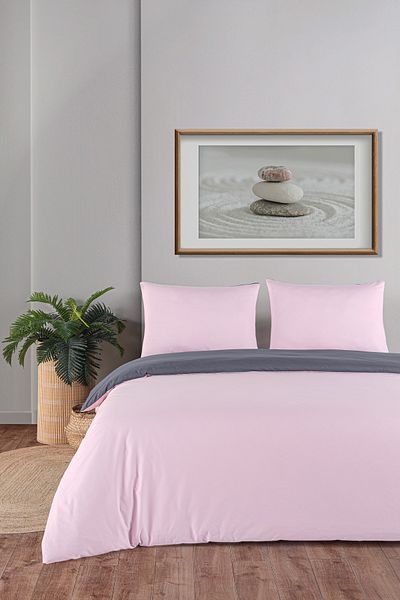 Evim Cotton Akfil Double Sided Duvet Cover Set 160X220 cm Anthracite Powder