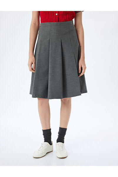 Koton Kalın Piliseli Midi Boy Yırtmaç Detaylı Etek