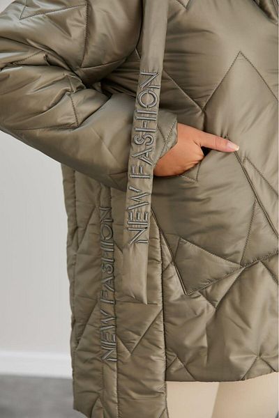RMG Khaki1 Quilted down Jacket - Plus Size, Hooded