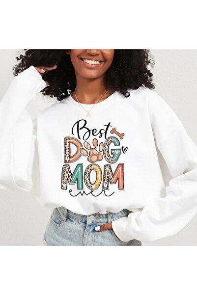 Hediyenza Най-добрата майка на куче, отпечатана на голяма тениска с качулка з...