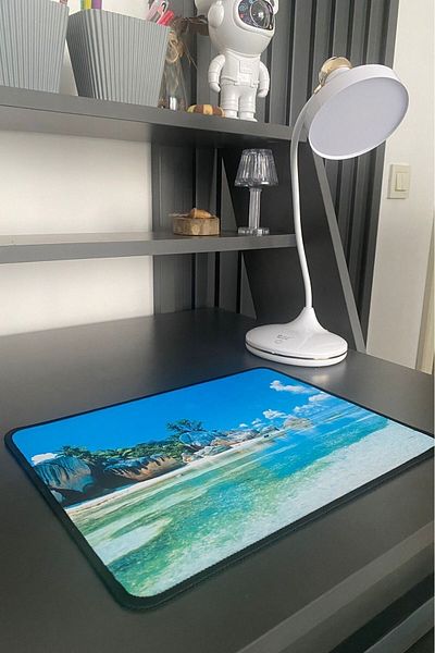 Nactumu Mouse Pad de dimensiuni mici cu design Island Landscape (25x32 cm)