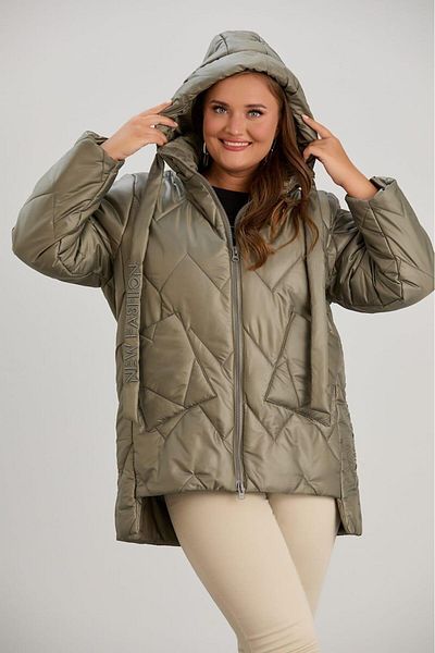 RMG Khaki1 Quilted down Jacket - Plus Size, Hooded
