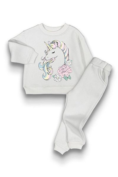 baby flamindo Baby Flamindo Unicorn Printed 3 Thread Girl's Suit