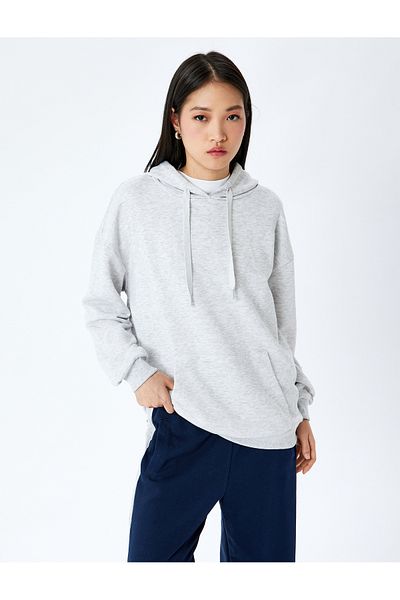 Koton Hooded Kangaroo Pocket Cotton Basic Sweatshirt