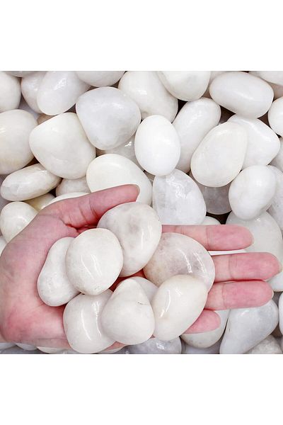 Generic 2.2lb (1 KG) White Pebbles Natural Decorative Stone Polished