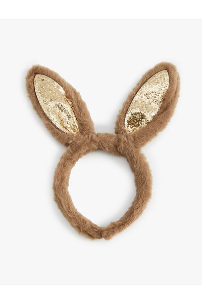 Koton Girl's Plush Crown - Rabbit Ear Applique with Sequin Sequins