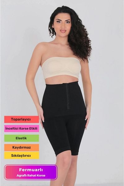 Thriftbuds Special Production High Waist Agraflı Slimming Firming Zippered Recovery Comfortable Jumpsuit Stylish Corset