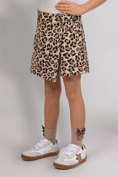 DMB BOYS & GIRLS Çaren Kids- Girls Leopard 2-Piece Set with Shorts and Skirts