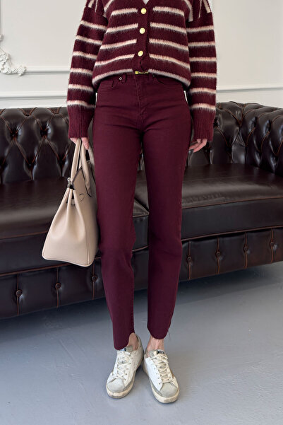 MAGARDE Blugi Boyfit roșii - picior tăiat