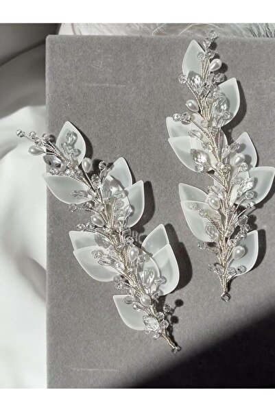 My'Elens Desing YENİ İkili Parıltı Yapraklı  Model Gelin Saç Aksesuarı, Gelin...