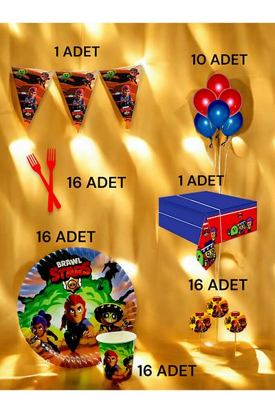 VibeHome Brawlstars Themed L Pack for 16 - Birthday Party and Fun Events