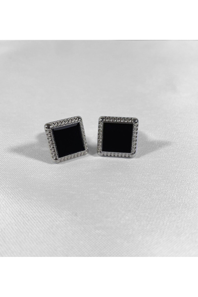 BLC Basic Line Co. Kutulu Siyah Gri Kare Kol Düğmesi Metal Mekanizmalı