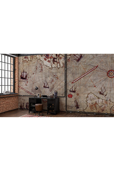 Home Dokulu Piri Reis haritası poster duvar kağıdı