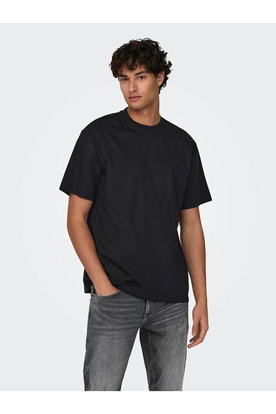 Only & Sons Ανδρικό T-Shirt μαύρο Crew