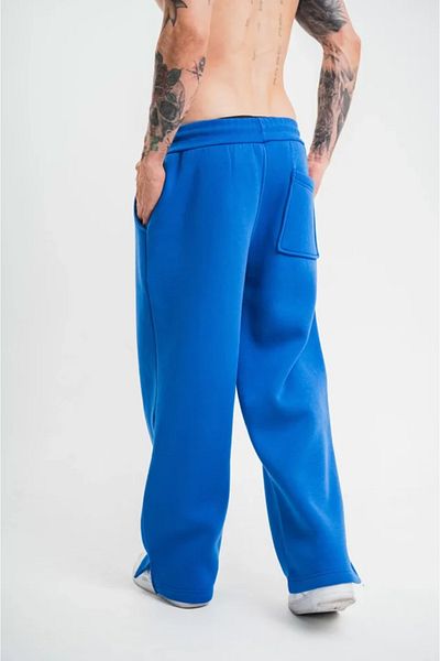 Moka Shopin Pantaloni de trening largi unisex albaștri - picior tubular