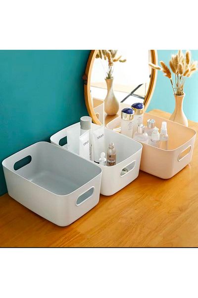 Ecolux 4 Pieces Eco+ 3.5 Lt In-Cabinet, Fridge Organizer, Bathroom, Kitchen Organizer White 24Cm16Cm11Cm