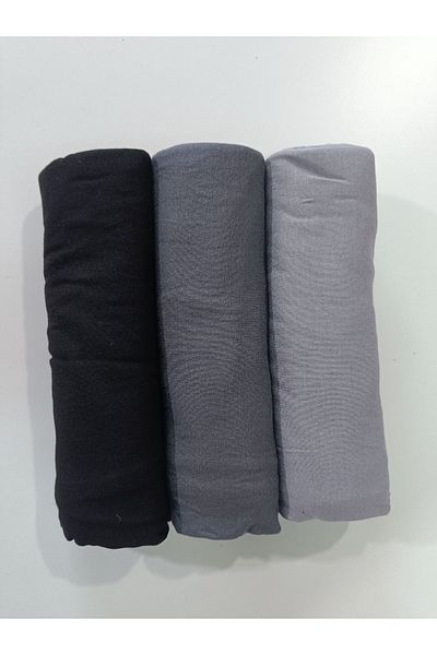 Sonbaharmoda Hijab Peyne Shawl Σετ 3 τεμαχίων (Μαύρο-Καπνιστό-Γκρι) Είναι βαμβακερό και υψηλής ποιότητας ύφασμα