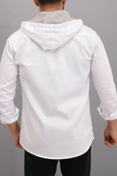 YXC Trend Maker Men's Slim Fit Slim Fit Hooded Denim Shirt