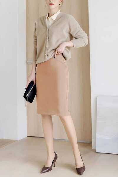 CNG MODA Office Elegance Scuba Υφασμάτινη Pencil Φούστα