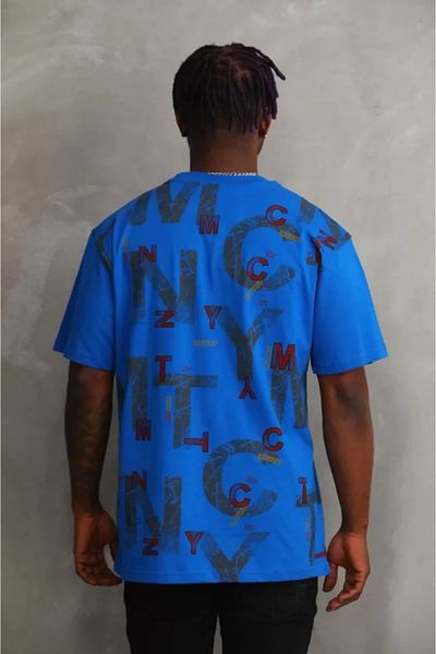 Moka Shopin Tricou albastru oversize unisex MokaShopin - Imprimat