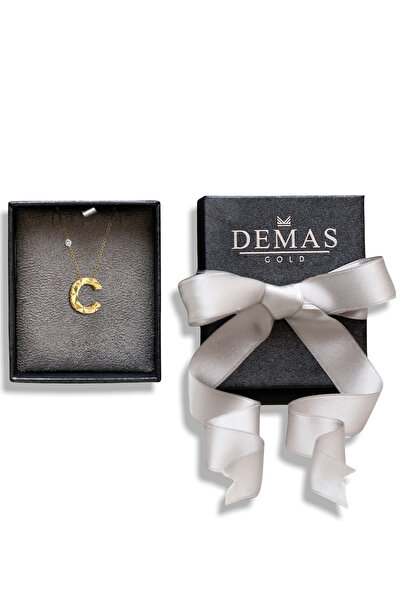 Demas Gold Pırlanta 14 Ayar Altın Kalemli C Harfi Kolye