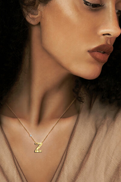 Demas Gold 14 Ayar Altın İtalyan Tasarim Pırlantalı Z Harfi Kolye