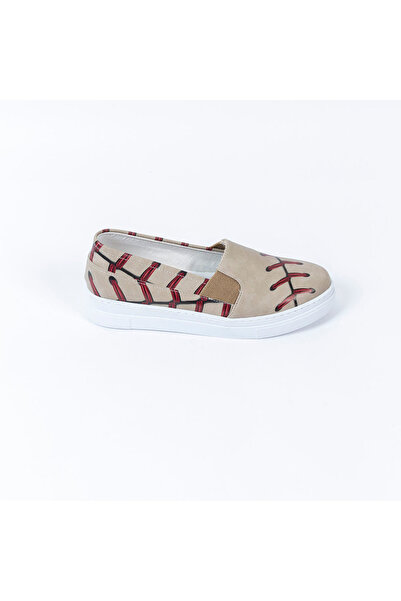 Streetfly Printed Colorful Beige-Red Design Women's Sneakers