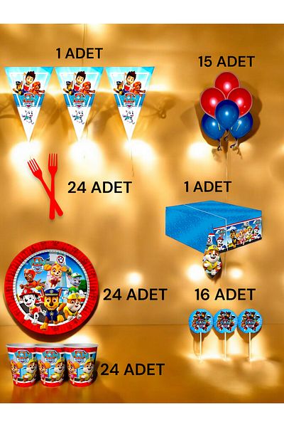 VibeHome Paw Patrol Themed L Pack for 24 - Birthday Party and Fun Events