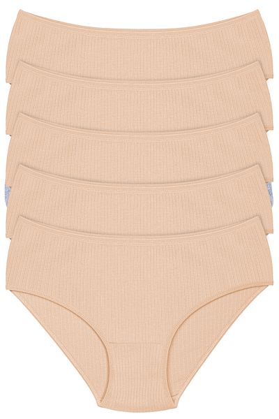 Humaone Women's 100% Cotton 5-Piece High Waist Ribbed Panties