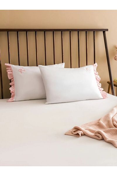 LC Waikiki LCW HOME Μαξιλαροθήκη Λευκό Φιόγκο Κεντημένη 2 Τεμάχια 50x70 εκ.