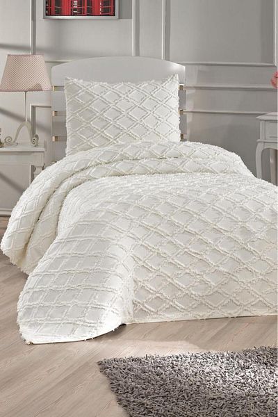 Çeyiz Diyarı Single Cream Dowry Land Vesya 2 Piece Pique Set