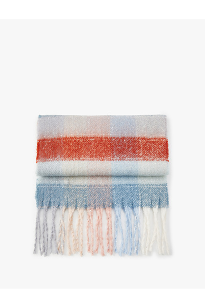 Koton Eșarfă lungă cu model în carouri - ciucuri multicolore