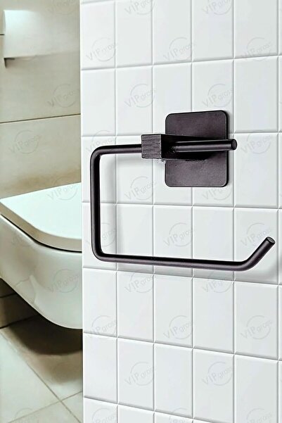 "Mat Siyah Tuvalet Kağıdı Tutacağı - Duvara Monte, Minimalist Banyo Aksesuarı"