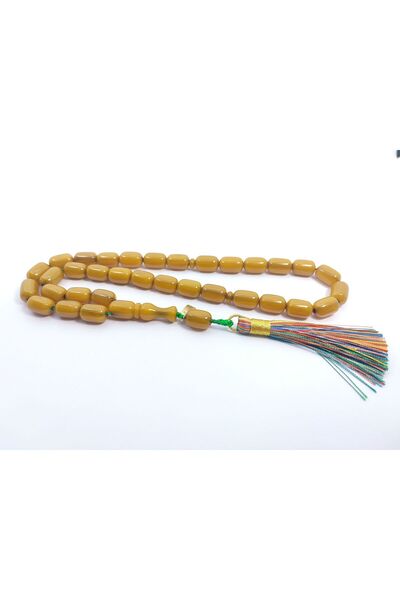 İskeçe Tesbih عمل Ebu Zeyn Master - حجم كبير، طبقتين مصقولة، عنبر مصقول، معتم...