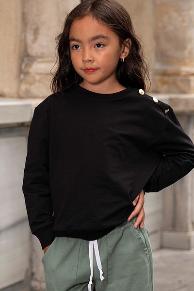 for you kids Set of 2 Green Gabardine Pants with Buttons on the Shoulder