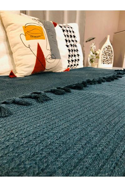 LUWİNO HOME Verona Pique Bedspread - 200*230 cm Petrol