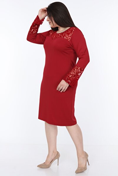 modayız Burgundy Spanish Sleeve Dress 2E-1070